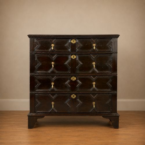 Charles II Oak Geometric Chest of Drawers | Two-Part | c1680