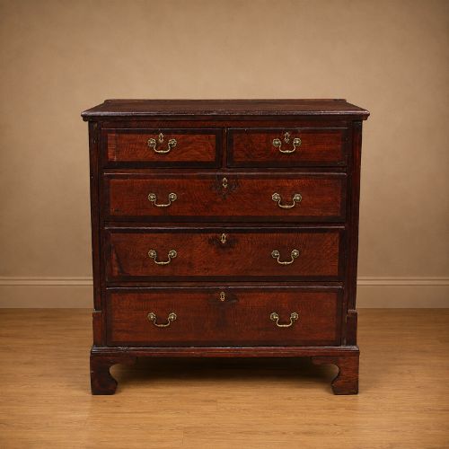 Georgian Oak & Mahogany Crossbanded Chest of Drawers