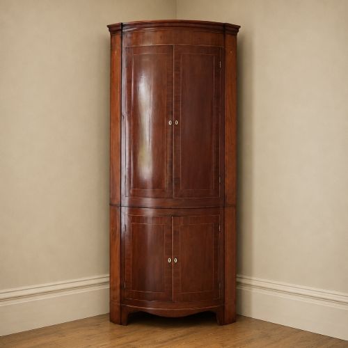 Large Georgian Mahogany Bowfront Corner Cupboard C.1800