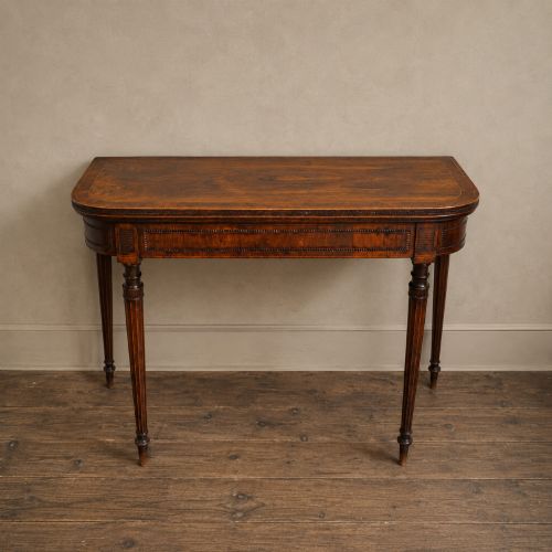 Regency Rosewood Fold Over Card Table Burr Yew Crossbanded Games Table C1815