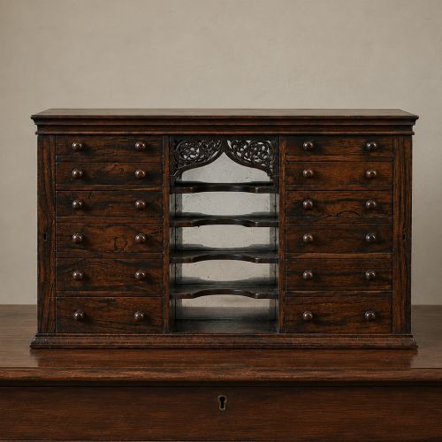 Regency Rosewood Collector's Cabinet Mirrored Wellington Chest