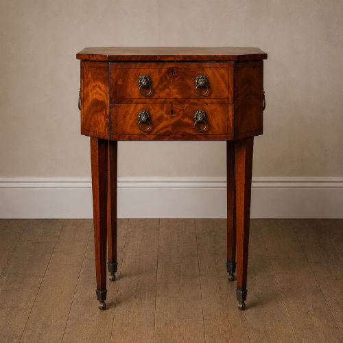 George III Satinwood Octagonal Work Table Sewing Table Lion Mask Handles C.1800