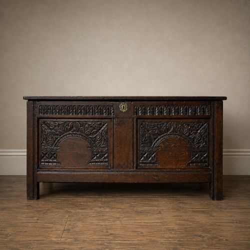 17th Century Carved Joined Oak Coffer Blanket Chest