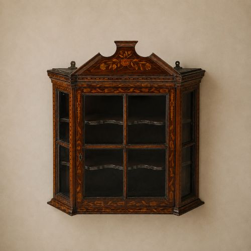 Late 18th/ Early 19th Century Dutch Floral Marquetry Glazed Display Cabinet