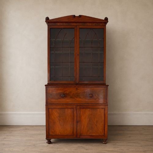 George IV Figured Mahogany Secretaire Bookcase