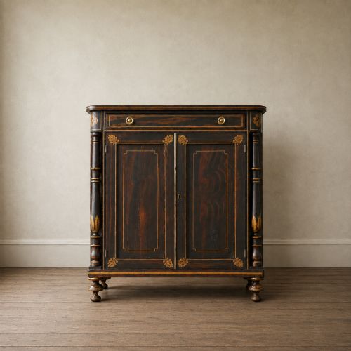 Regency Simulated Rosewood & Gilt Decorated Cabinet, C.1820
