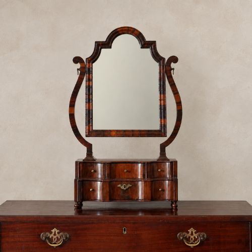 Queen Anne Walnut & Laburnum Toilet Mirror