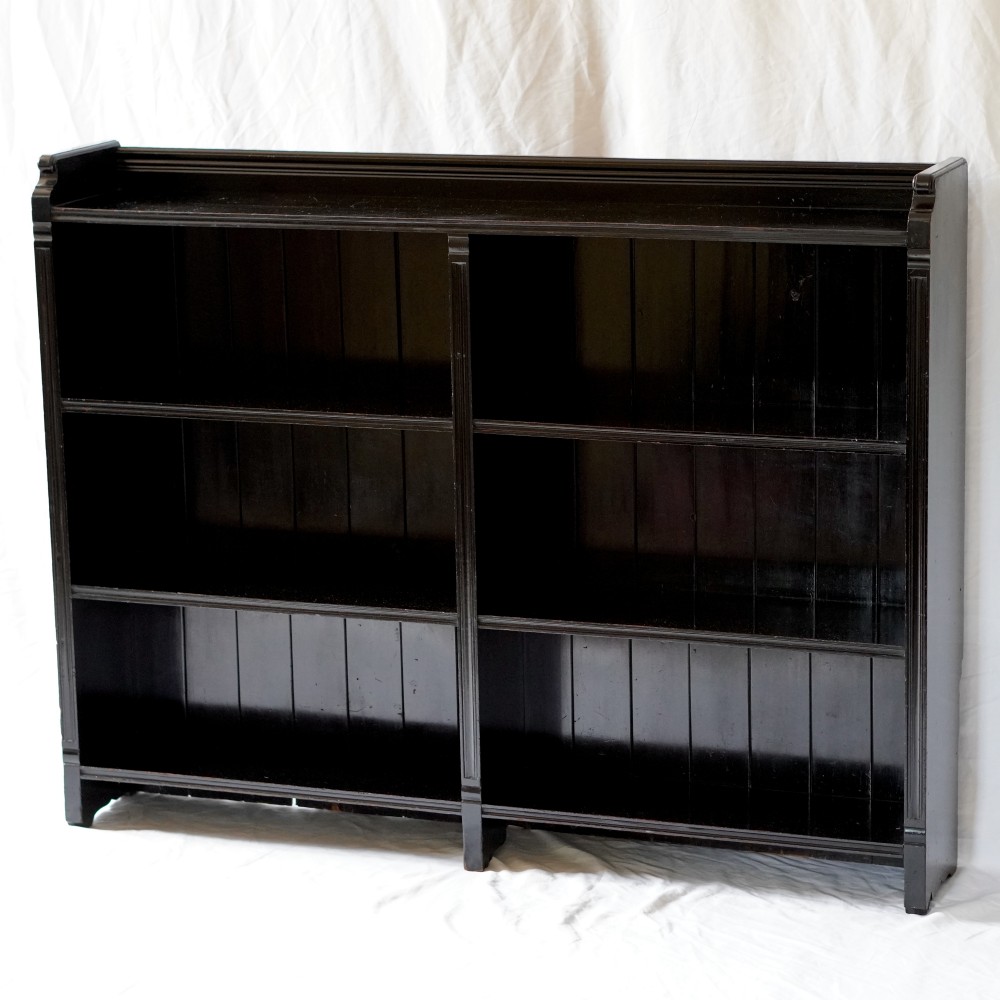 Victorian Ebonised Open Bookcase by Story & Triggs, London View II