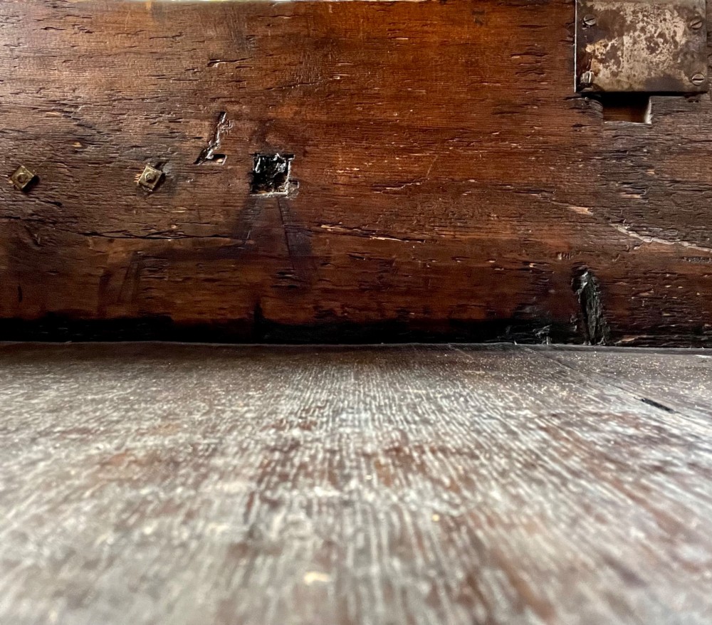 A tall Georgian walnut escritoire bureau featuring floral marquetry inlay on the fall-front flap and lower drawers with brass drop handles. View XIII
