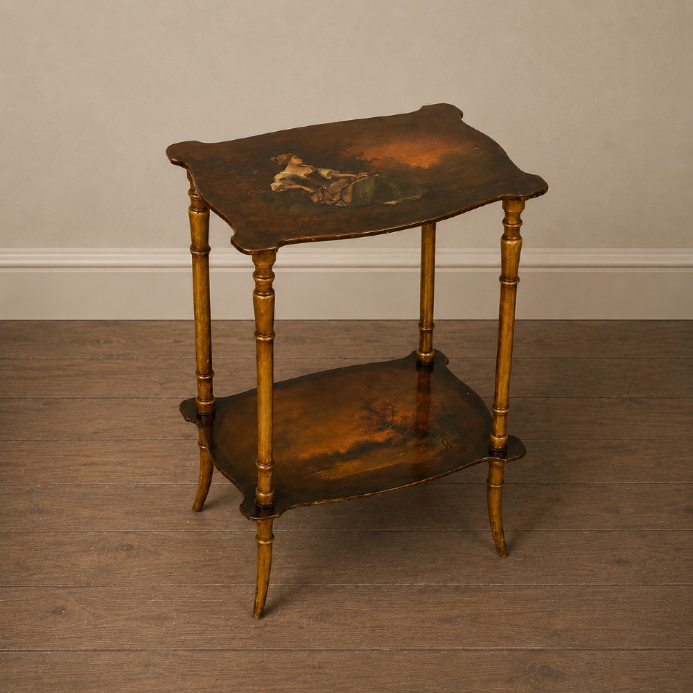 Continental Painted & Gilt Two Tier Étagère Side Table