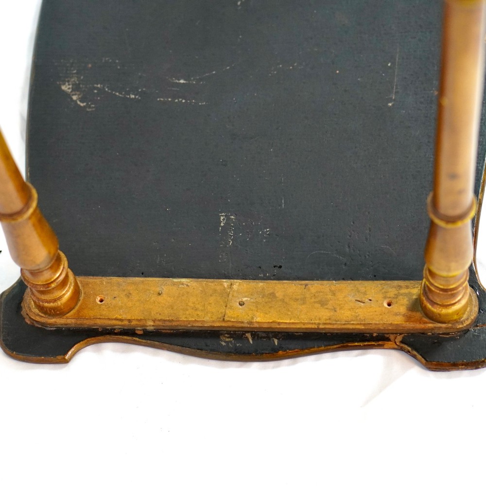 A two-tier continental side table featuring hand-painted figural scenes on shaped wooden surfaces, supported by turned gilt legs. View XI