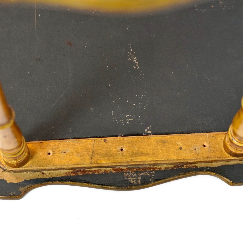 A two-tier continental side table featuring hand-painted figural scenes on shaped wooden surfaces, supported by turned gilt legs. View XII