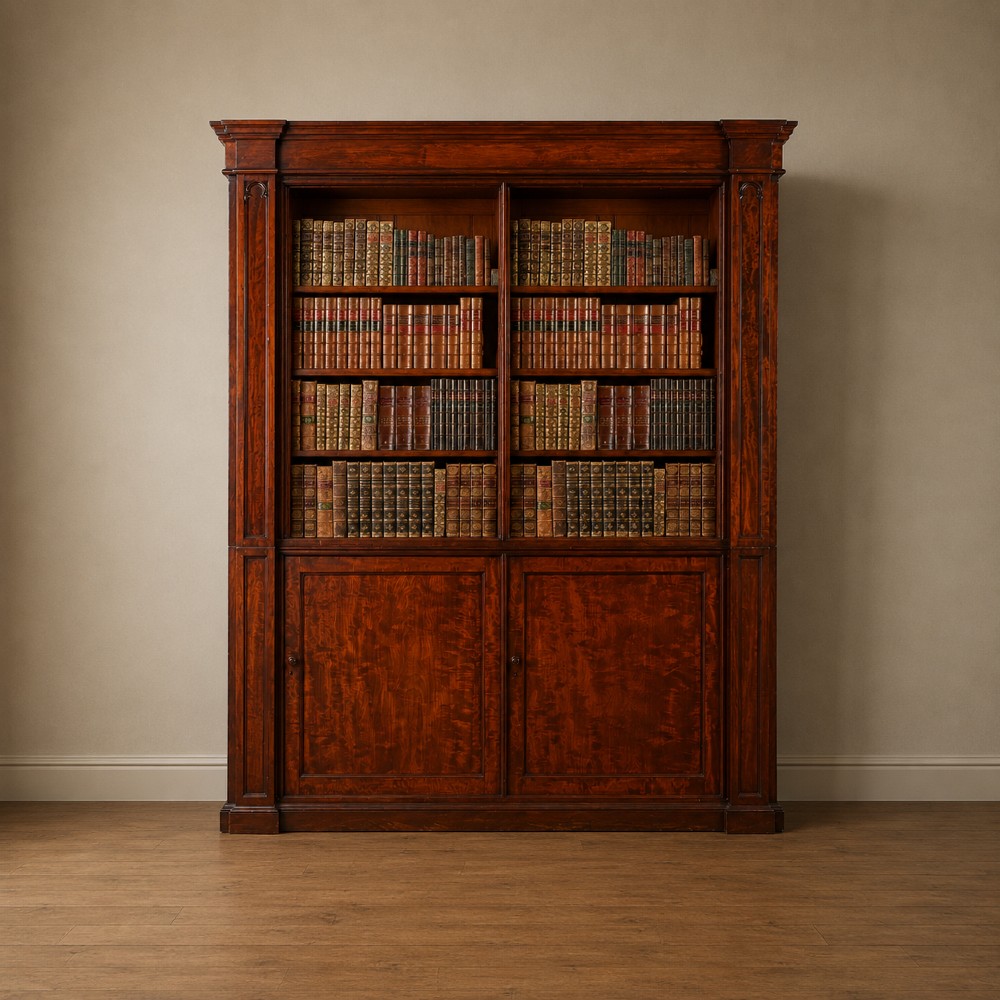 Victorian Gothic Revival Mahogany Library Bookcase
