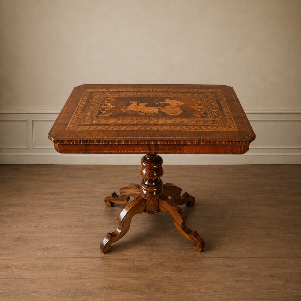 Fine 19th-Century Italian Neoclassical Marquetry Walnut Centre Table