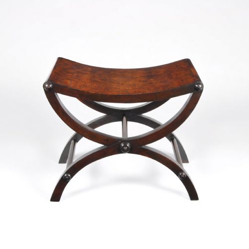 A FINE GEORGE III PERIOD MAHOGANY X FRAMED STOOL - ADDITIONAL PHOTO 1