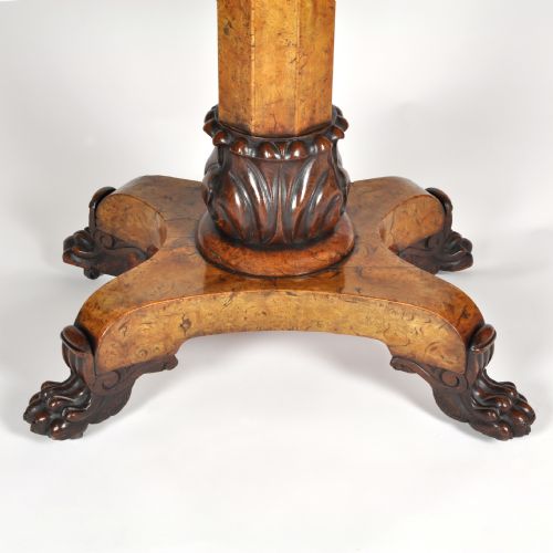 LATE REGENCY PERIOD BURR ELM AND OAK CROSSBANDED CARD TABLE - ADDITIONAL PHOTO 3