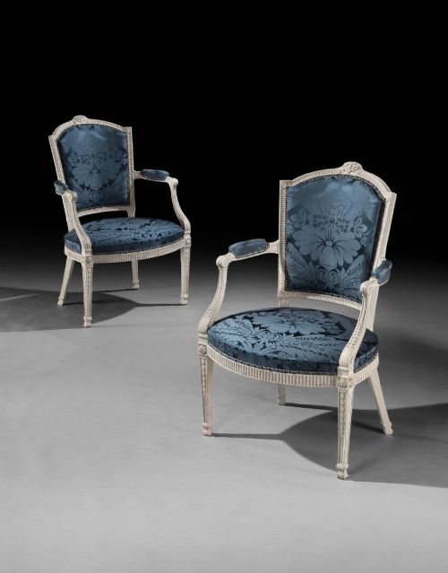 A Pair of George III Painted Armchairs