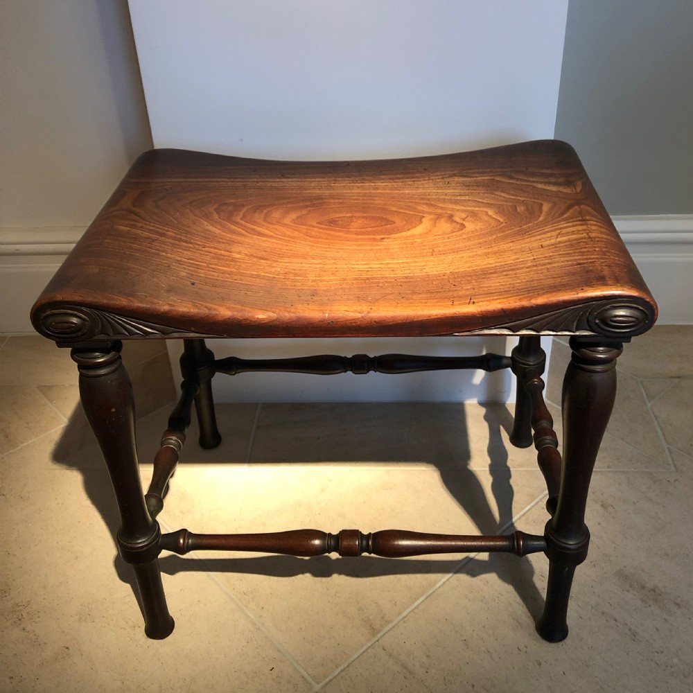 A FINE PAIR OF GEORGE III PERIOD MAHOGANY HALL STOOLS View VI