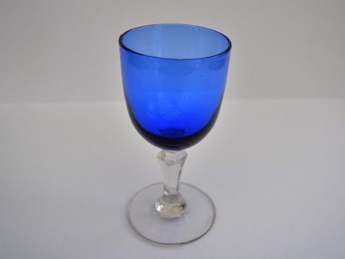 A Beautiful Bristol Blue Late Victorian Wine Glass