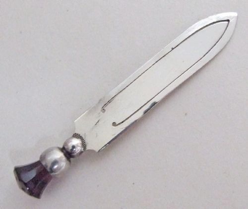 fig 1. A charming silver bookmark with amethyst thistle finial.