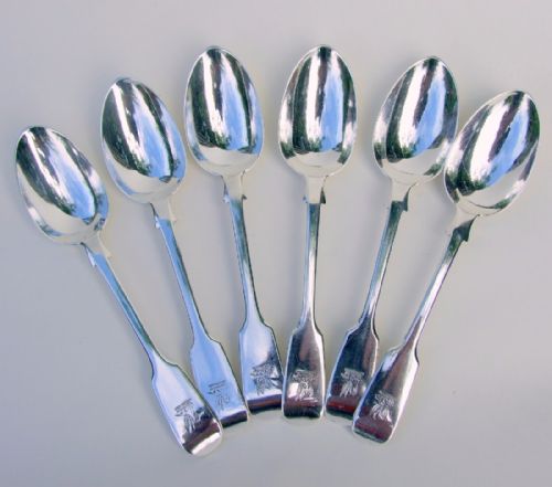 A Fine Set of Six Victorian Silver Dessert Spoons.