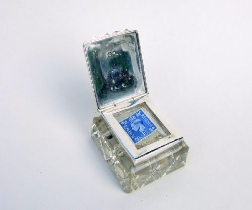 A Rare Asprey Edwardian Silver Mounted Stamp Box.