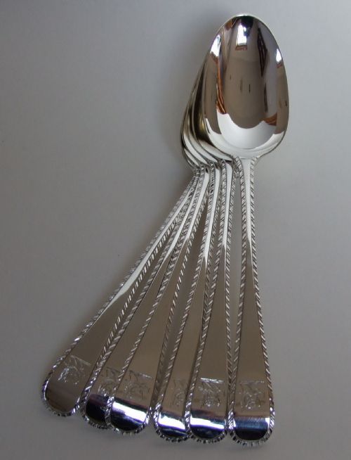 fig 1. A spectacular set of six Britannia standard silver serving spoons.
