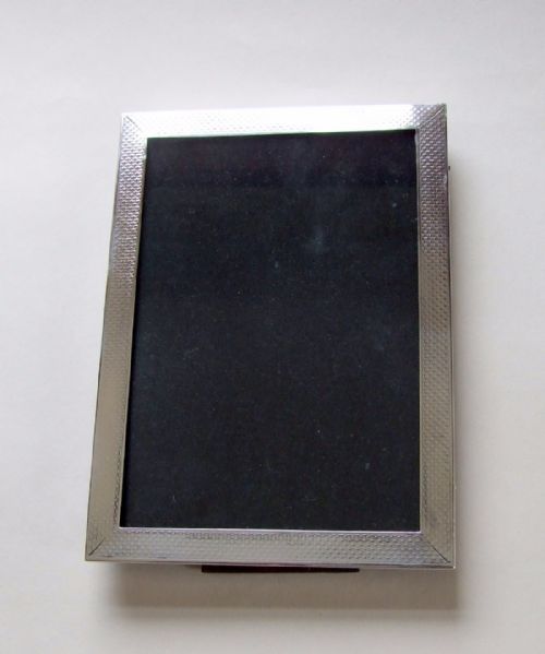 Rectangular Art Deco Engine Turned Silver Photo Frame.