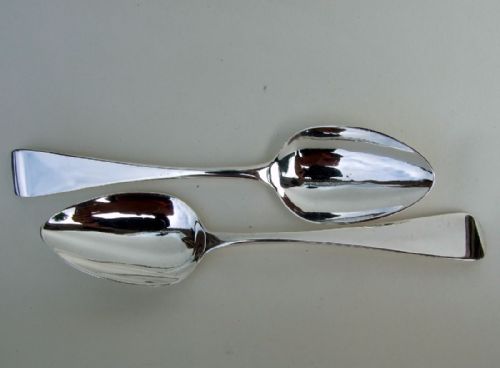 A Rare Pair of Exeter Silver Victorian Dessert Spoons.