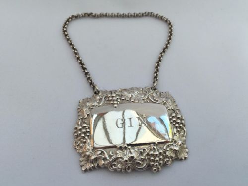 A Handsome Victorian Gin Decanter Label