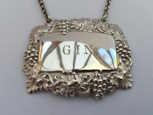 fig 1. A handsome Victorian Gin Decanter Label