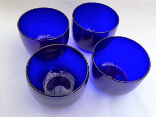 An Unusual Set of Four Bristol Blue Victorian Finger Bowls