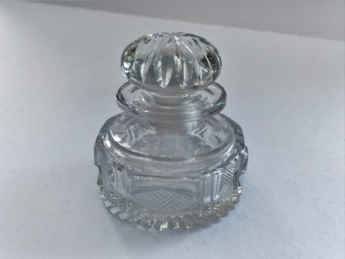 A Mid Victorian Cut Glass Ink Bottle
