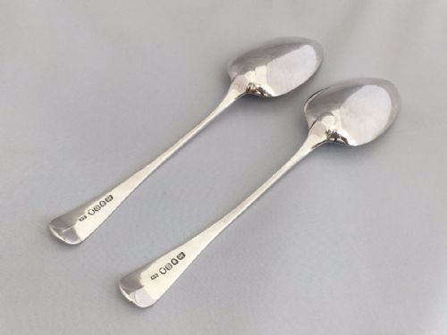 fig 1. A splendid pair of George III silver serving spoons.