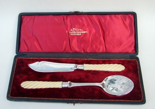 A Charming Victorian Silver Plated Afternoon Tea Duo, with Hallmarked Silver Ferrules