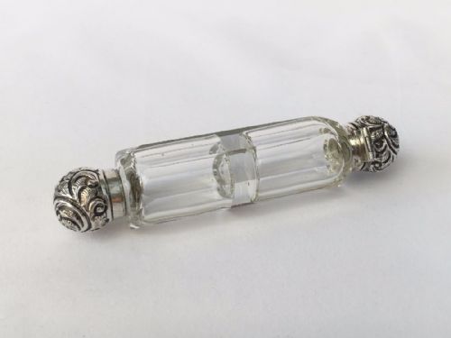 fig 1. An unusual Victorian double ended perfume bottle with silver mounts.