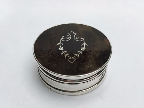 A Gorgeous George V Silver & Tortoiseshell Large Pill Box.