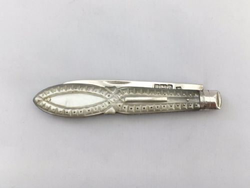 A Delightful Cased Silver & Mother-of-pearl Fruit Knife.