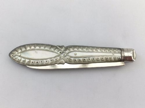 fig 1. A delightful cased silver & mother-of-pearl fruit knife.