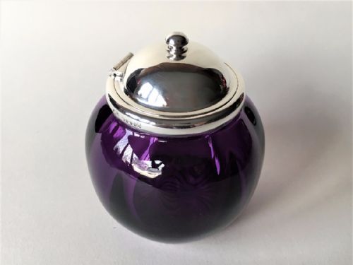 fig 1. A gorgeous Victorian silver mounted amethyst glass storage jar.