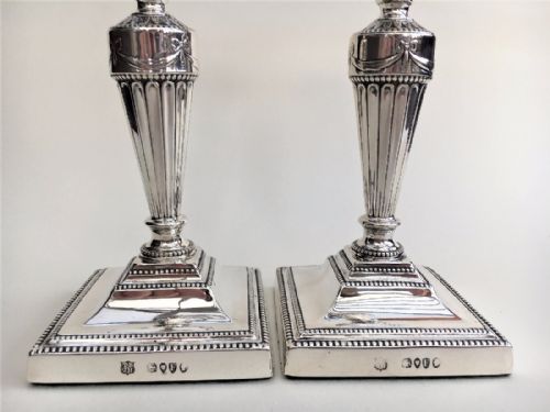 fig 1. A fabulous pair of Victorian silver half height candlesticks.