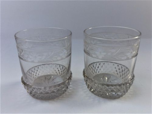 A Superb Pair of Hobnail Cut Victorian Whisky Tumblers.