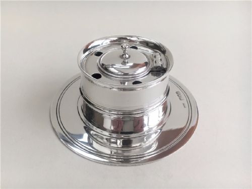 A Marvellous Edwardian Silver 'Fishing Reel' Inkwell.