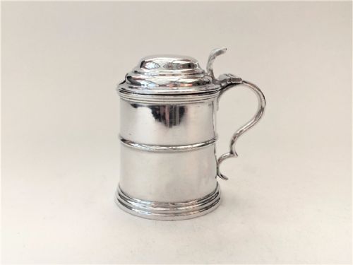 A Victorian Silver Mustard in Georgian Tankard Form.