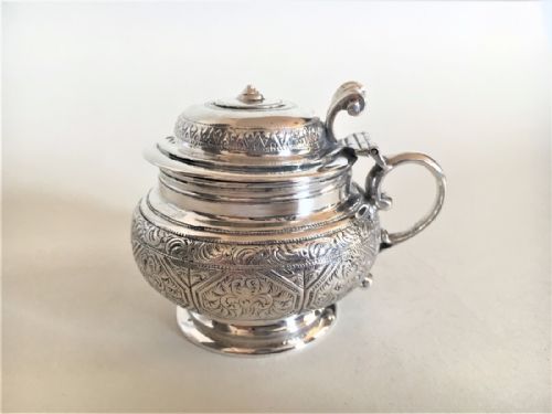 A Splendid George Fox Victorian Silver Mustard Pot.