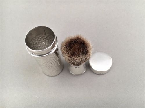 fig 1. AN EDWARDIAN SILVER TRAVELLING SHAVING BRUSH.