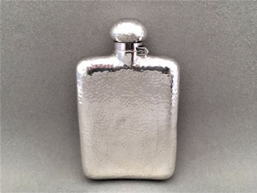fig 1. A handsome Arts and Crafts Victorian silver hip flask.