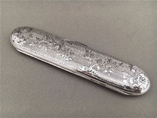 fig 1. An exquisite Victorian Chester silver lorgnette or glasses case.