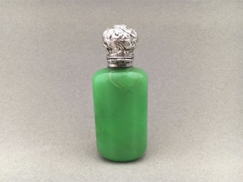 fig 1. A lovely Victorian Silver and Jade scent bottle.