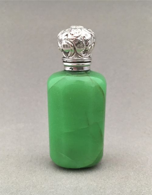 A Lovely Victorian Silver and Jade Scent Bottle.